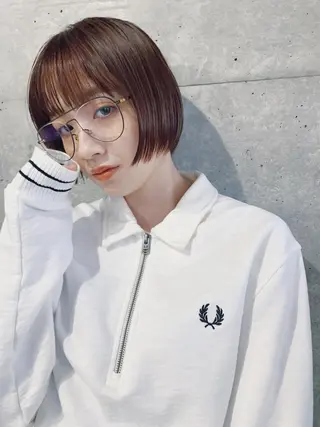 ショート カラー ボブパーマコテ巻き風 パーマNo1深江秀平のヘアスタイル