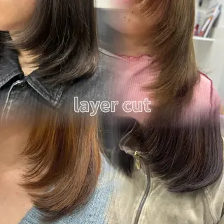 セミロング 🍊小川実里🍊 /カラーレイヤーのヘアスタイル