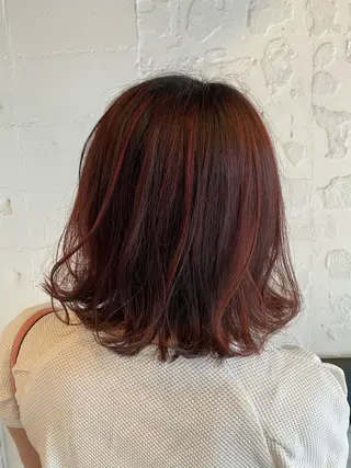 ミディアム カラー ヘアアレンジ satsuki 暖色・ブラウンカラーのヘアスタイル