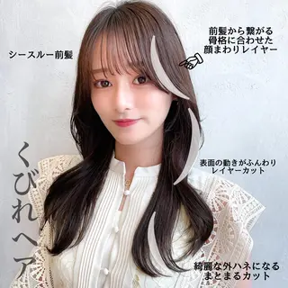 セミロング カラー 顔周り/くびれヘア 韓国ヘア💕風間るなのヘアスタイル