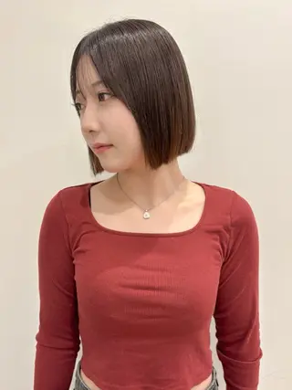 ショート 韓国ボブ/顔周り/べ ージュ/織田百華🎀のヘアスタイル