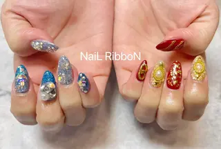 ネイル ネイルリボン 受付スタッフのネイルデザイン