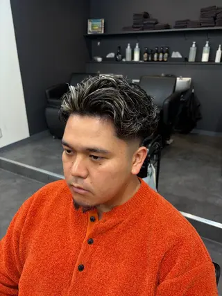 カラー パーマ メンズ スパイキーパーマ 柏NO1 藤本葉のヘアスタイル