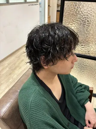 ショート パーマ メンズ 【本陣】カット モデル/朝岡 慧のヘアスタイル