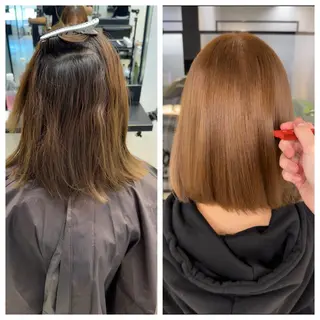 ショート け んブリーチ縮毛矯正のヘアスタイル