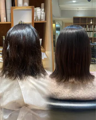 ミディアム パーマ 縮毛矯正/レイヤー /ひかるのヘアスタイル