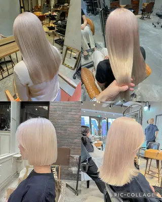 セミロング カラー 似合わせハイトーン 🍯ayumi🍯のヘアスタイル