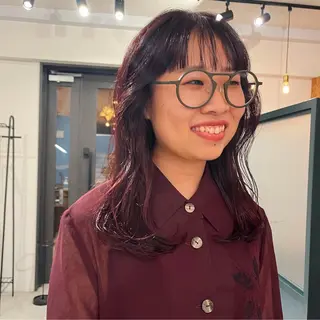 ミディアム カラー 暖色/パーマ 🌼クニトウメイのヘアスタイル