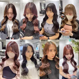 セミロング カラー mimiiy梅田 中崎町ハイトーンのヘアスタイル