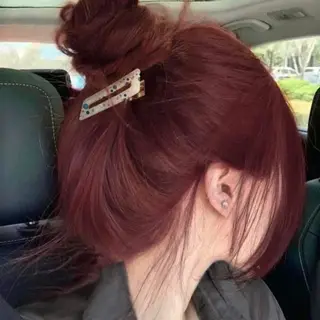 セミロング カラー ヘアアレンジ 中韓🇰🇷暖色/ ワインレッド/らいるのヘアスタイル