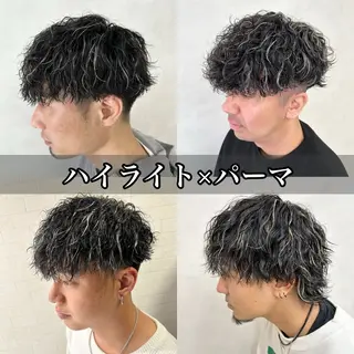 ショート カラー パーマ ヘアアレンジ メンズ 💈メンズ特化 美容師サキ💈のヘアスタイル