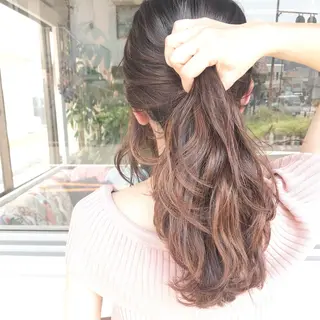 セミロング カラー ヘアアレンジ Mariana/ 鶴原-ハイライトのヘアスタイル