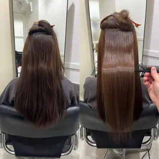 ロング 縮毛矯正/髪質改善 /レイヤー/韓国のヘアスタイル