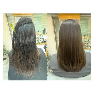 セミロング レイヤーカット・ 縮毛矯正 星野のヘアスタイル