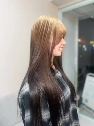 ミディアム カラー 岡山ハイトーン・ ルーツカラー/こもものヘアスタイル