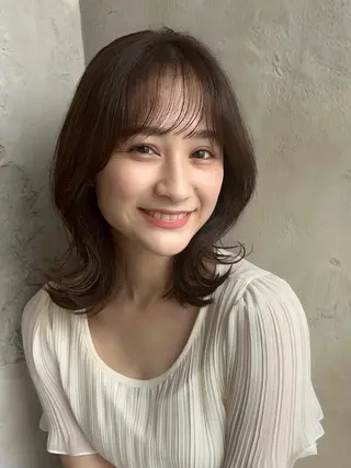 ミディアム カラー 🧡くびれヘア/前髪 顔周り🧡久原結衣のヘアスタイル