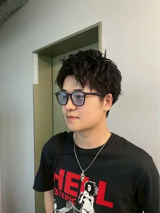 ショート メンズ ニュアンスパーマ/ ウルフ/ときなのヘアスタイル