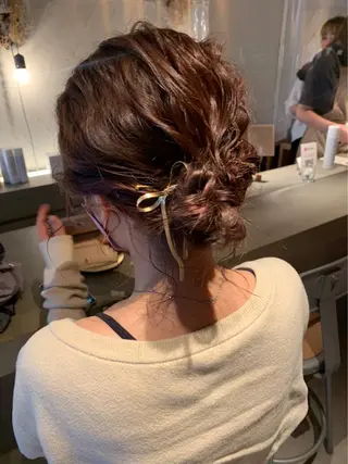 ミディアム ヘアアレンジ ブリーチ/アレンジ 天満/chihiroのヘアスタイル