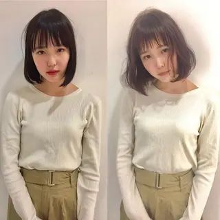 ミディアム カラー 店長/mao/ 前髪/顔周りカットのヘアスタイル