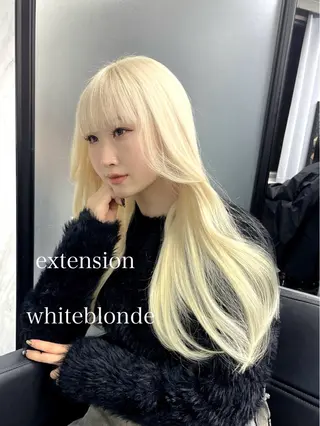 ロング カラー エクステ🩵ブリーチ 韓国ヘア🩵KAEのヘアスタイル