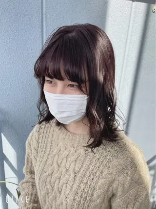 セミロング カラー ヘアアレンジ なつき/艶ピンク/ girly hairのヘアスタイル