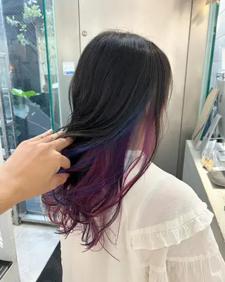 セミロング カラー インナーカラー/天神 ブリーチ/吉田のヘアスタイル