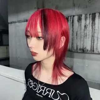 ミディアム カラー ハイトーン/ウルフ /エクステ/ましろのヘアスタイル