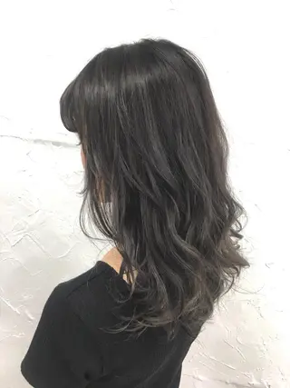 セミロング ヘアアレンジ 大人垢抜け ダブルカラー【上野】のヘアスタイル