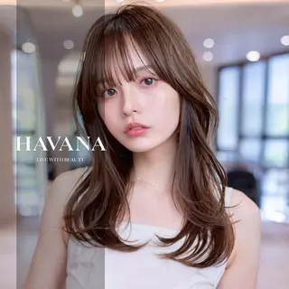 カラー セミロング HAVANA.立川 【レイヤー/韓国】のヘアスタイル
