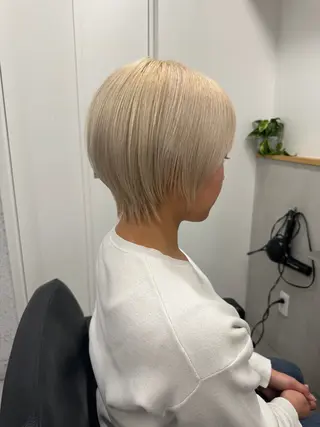 ショート カラー 切りっぱなしボブ レイヤー/縮毛矯正のヘアスタイル