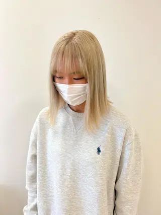 ミディアム カラー ハイトーン/ウルフ /レイヤー/坂野幸伸のヘアスタイル