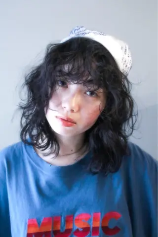 セミロング パーマ 藤川迅 曲がる縮毛矯正のヘアスタイル