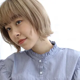 ショート カラー レイヤー/顔まわり 透明感カラー柳澤優名のヘアスタイル