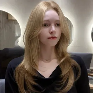 セミロング ハッシュカット🖤 レイヤー/透けカラーのヘアスタイル