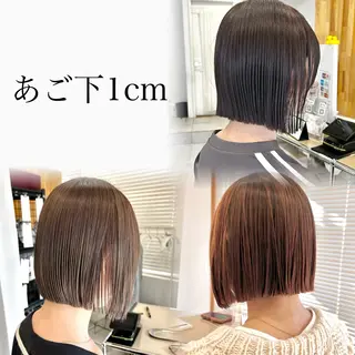 ショート カラー ぱつっとボブ/ 小野あかねのヘアスタイル