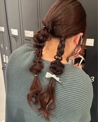 ミディアム カラー ヘアアレンジ 顔周りcut/ 艶ワンカラー♥ちさきのヘアスタイル