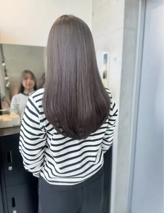 ロング カラー パーマ ヘアアレンジ 透明感/オリーブ/ グレージュ/YUKAのヘアスタイル