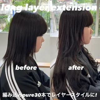 ロング カラー エクステ ハイトーン 💭黒崎ハルカのヘアスタイル