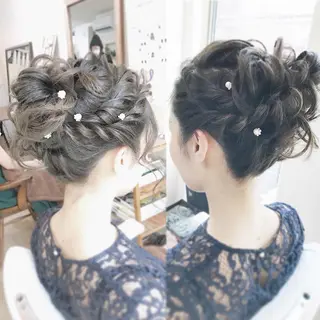 セミロング ヘアアレンジ キッズ ヘアセット/卒業式 袴着付け✨清水玲歌のヘアスタイル