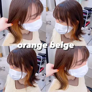 ミディアム カラー 岡野 静華のヘアスタイル