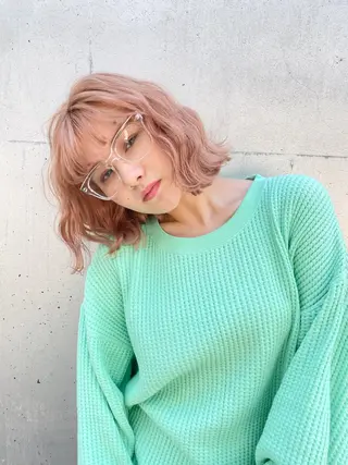 ミディアム カラー 似合わせハイトーン 🍯ayumi🍯のヘアスタイル