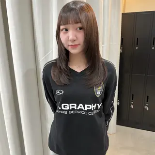 セミロング カラー はちすか るかのヘアスタイル