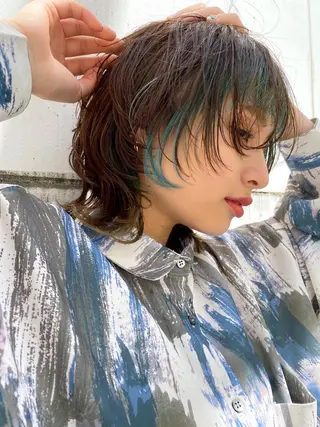 ミディアム カラー パーマ ヘアアレンジ 似合わせカラー / レイヤーMADOKAのヘアスタイル