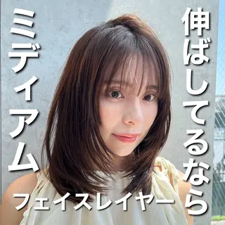 ミディアム カラー 山崎/ボブ縮毛矯正 レイヤー髪質改善のヘアスタイル