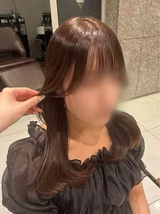 ミディアム ブラウン/盛れる 顔周り/髪質改善のヘアスタイル