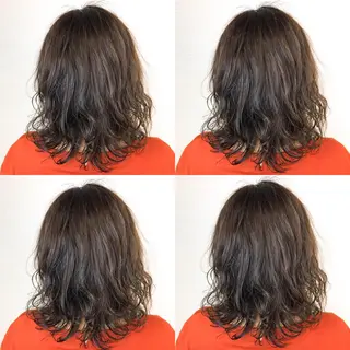 ミディアム カラー 韓国レイヤーカット/ ダブルカラーのヘアスタイル