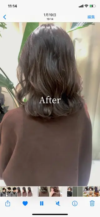 セミロング パーマ 古沢 新のヘアスタイル