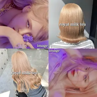 セミロング カラー ケアブリーチ/ 髪質改善/上質艶髪のヘアスタイル