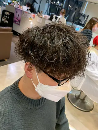 ミディアム メンズ メンズパーマ/難波/ 心斎橋　室園亮佑のヘアスタイル