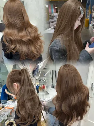 ロング カラー ダブルカラー 韓国レイヤーKYONのヘアスタイル